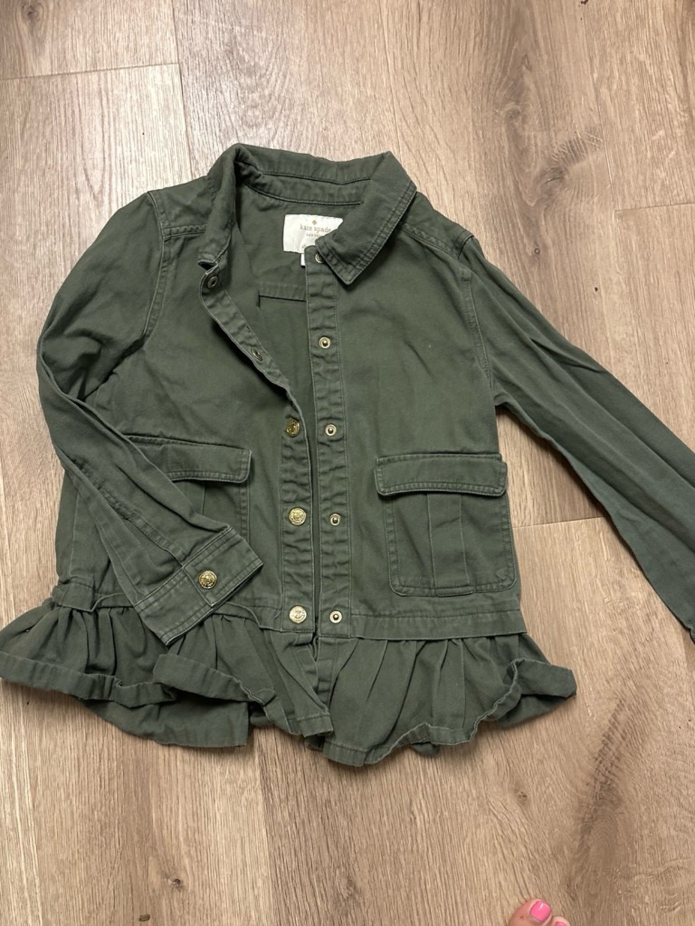 kate spade Olive Green Ruffle Hem Children's Jacket